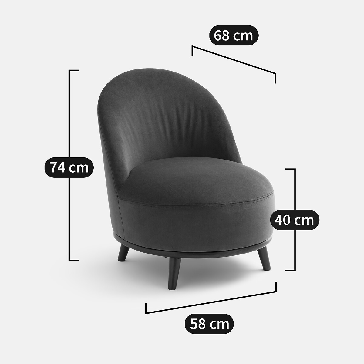 LA REDOUTE INTERIORS<br>Poltrona de veludo Luly
