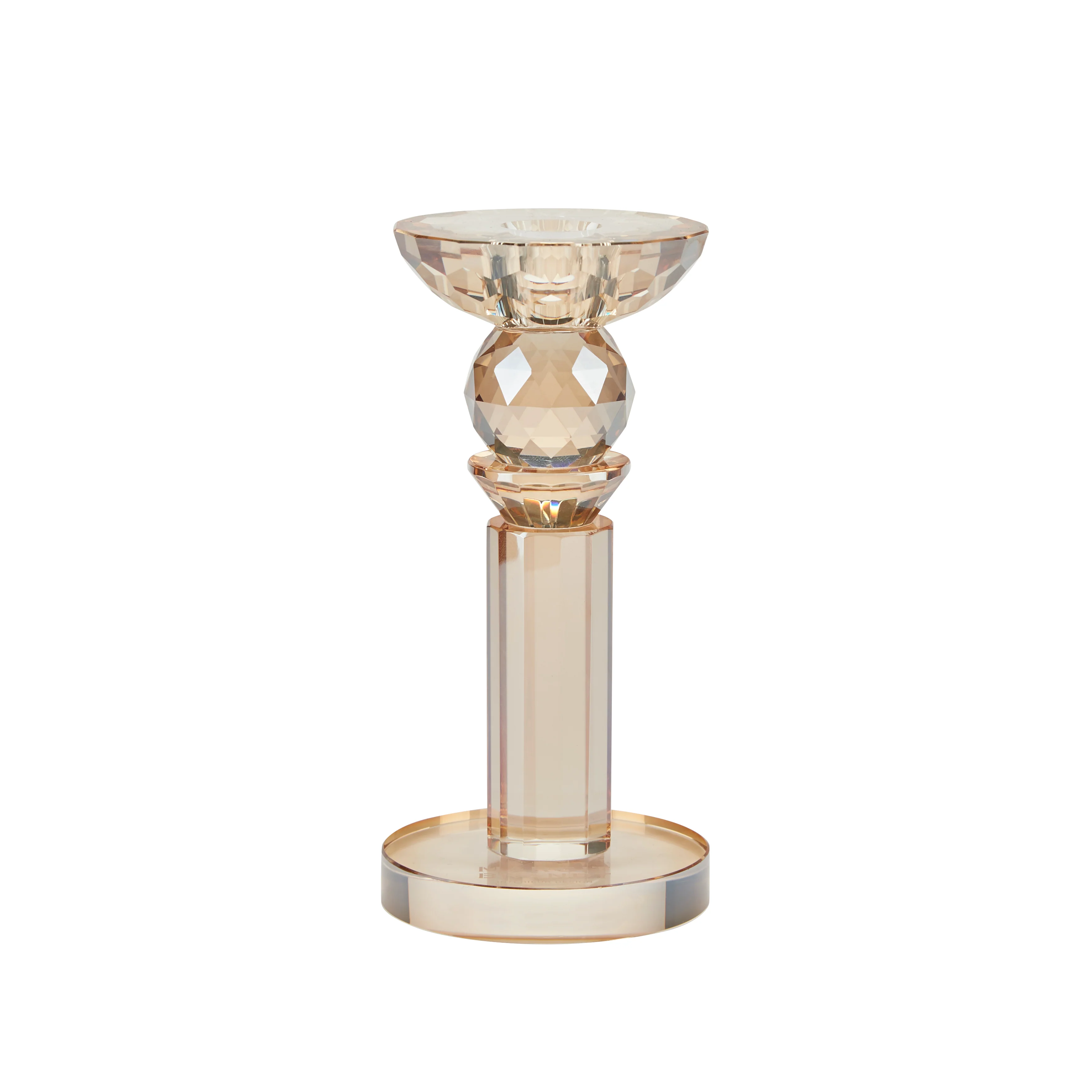 Margit Brandt  Krystal lysestage, amber - H16 cm.