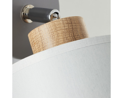 Wandlamp, 1-lichts, HxLxD 22x13x27 cm, grijs/hout