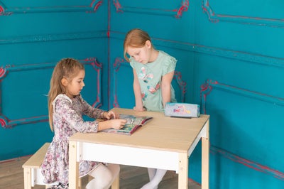 Family-scl Smart Oppbevaring Bord med Stol, Hvit