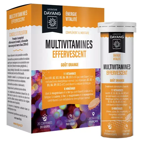 Multivitaminas Efervescentes Dayang, Sabor Laranja, 20 Comprimidos