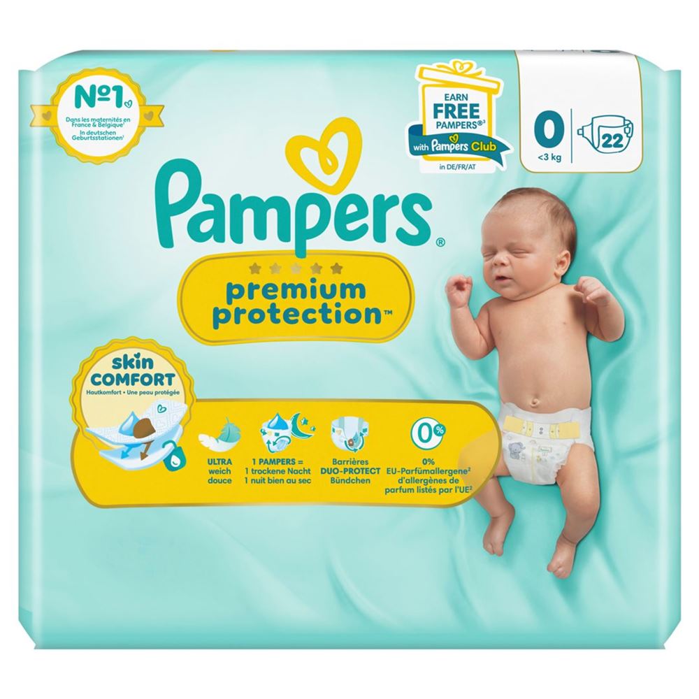 PAMPERS Premium Protection New Baby<br>22 Stück, Gr0 <3kg, Micro Single Pack