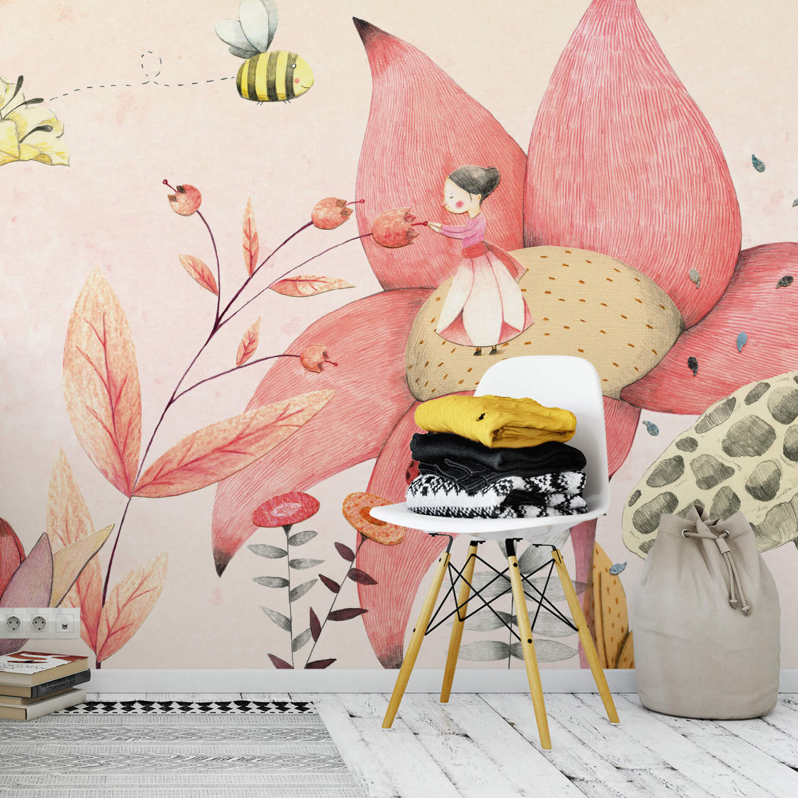 Fototapete DESIGNWALLS 2.0 - rosa-beige/creme - Kinderzimmer - 2,6 Meter