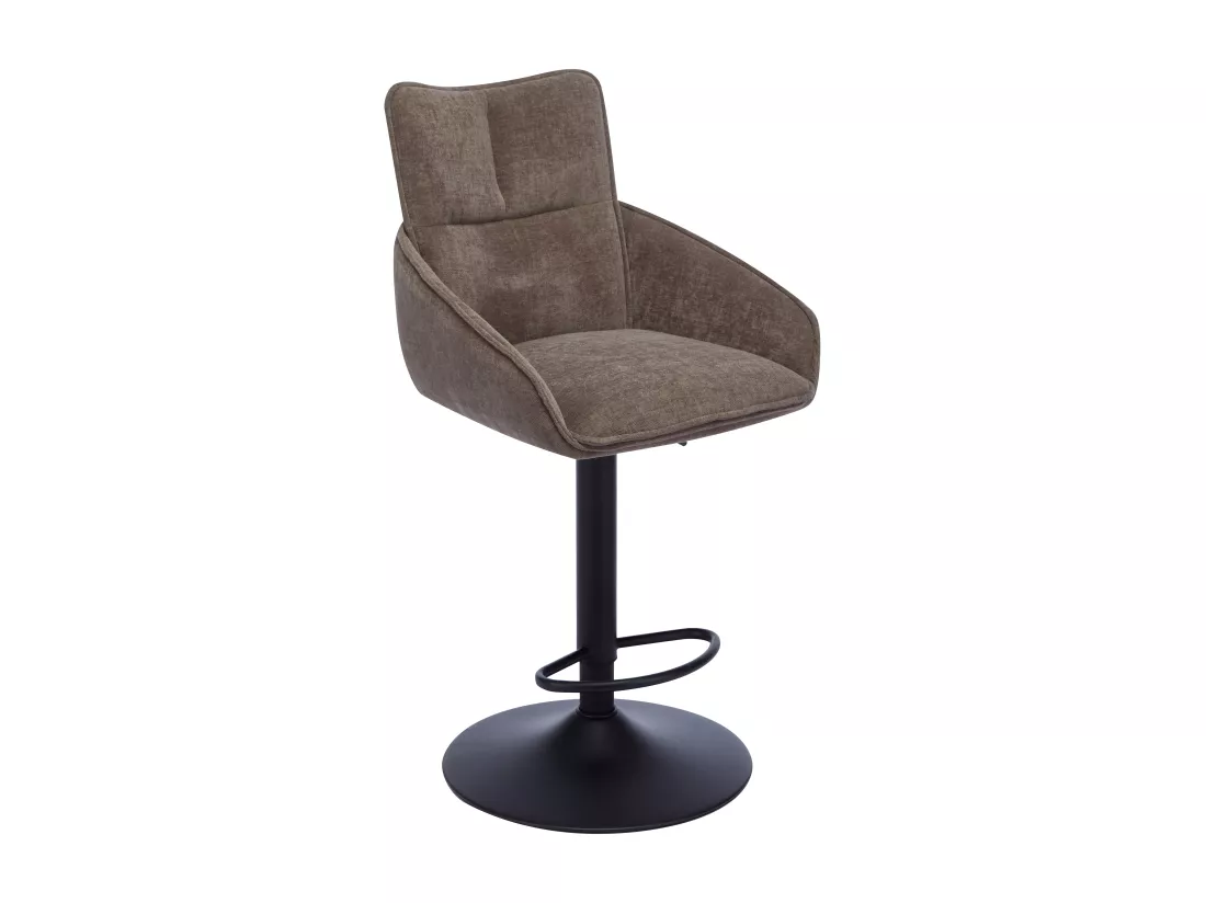 Lot de 2 tabourets de bar en tissu et métal noir - Hauteur réglable - Taupe - LIKOLIA