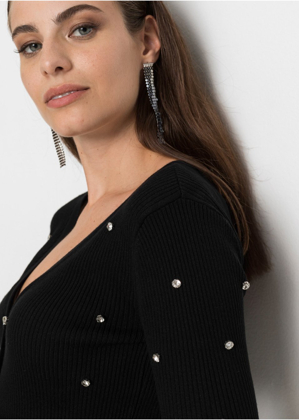 Gilet en maille avec strass appliqués en viscose