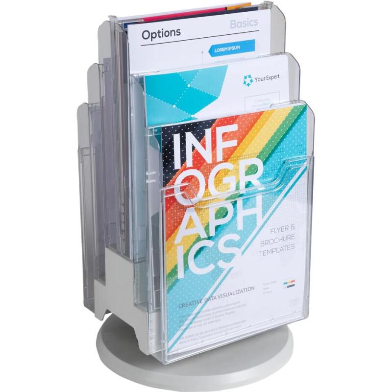 Distributeur de prospectus tourniquet de table 6 Compartiments A4 - Cristal