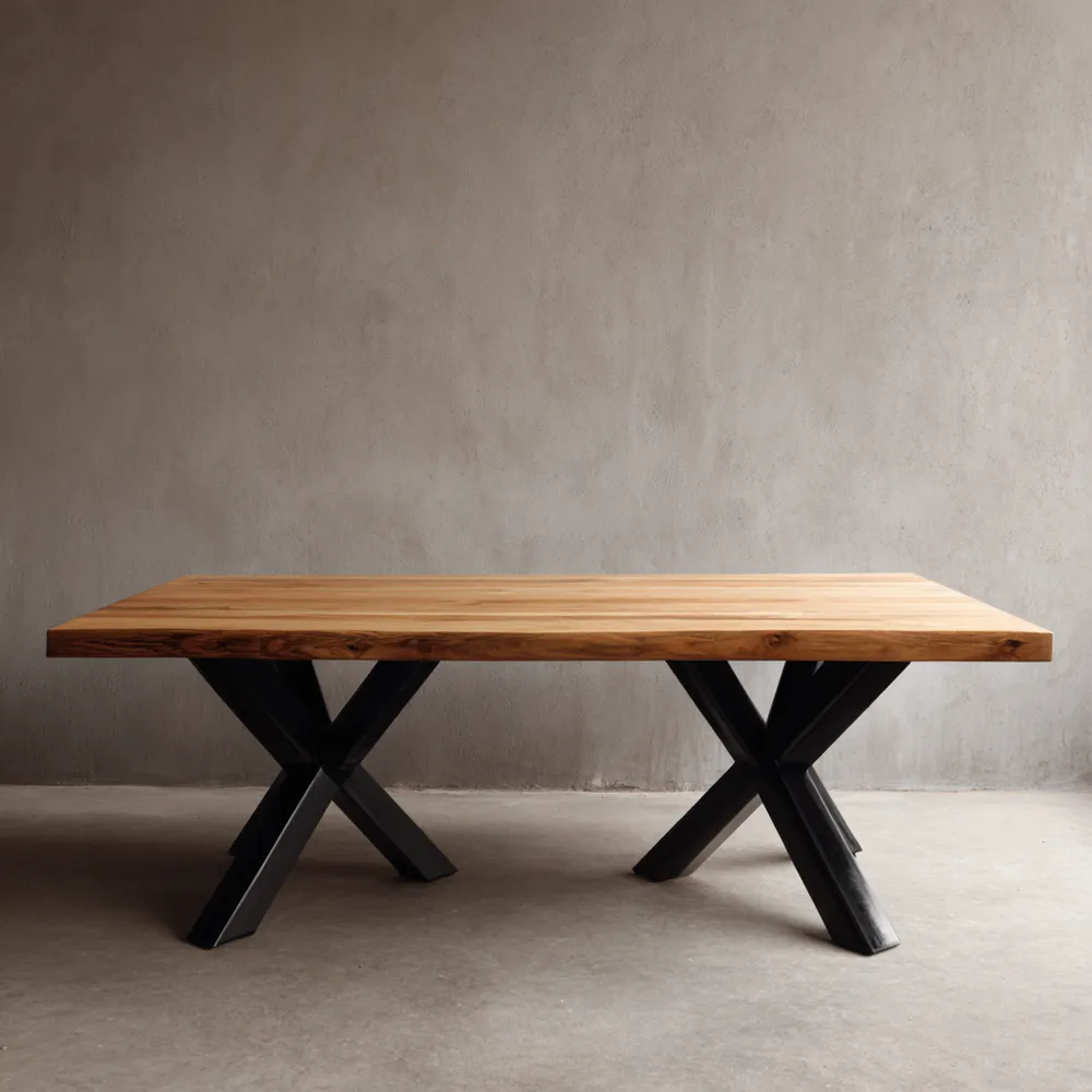 Esstisch Massivholz 200x90x75 cm - Natur - Industrielles Design