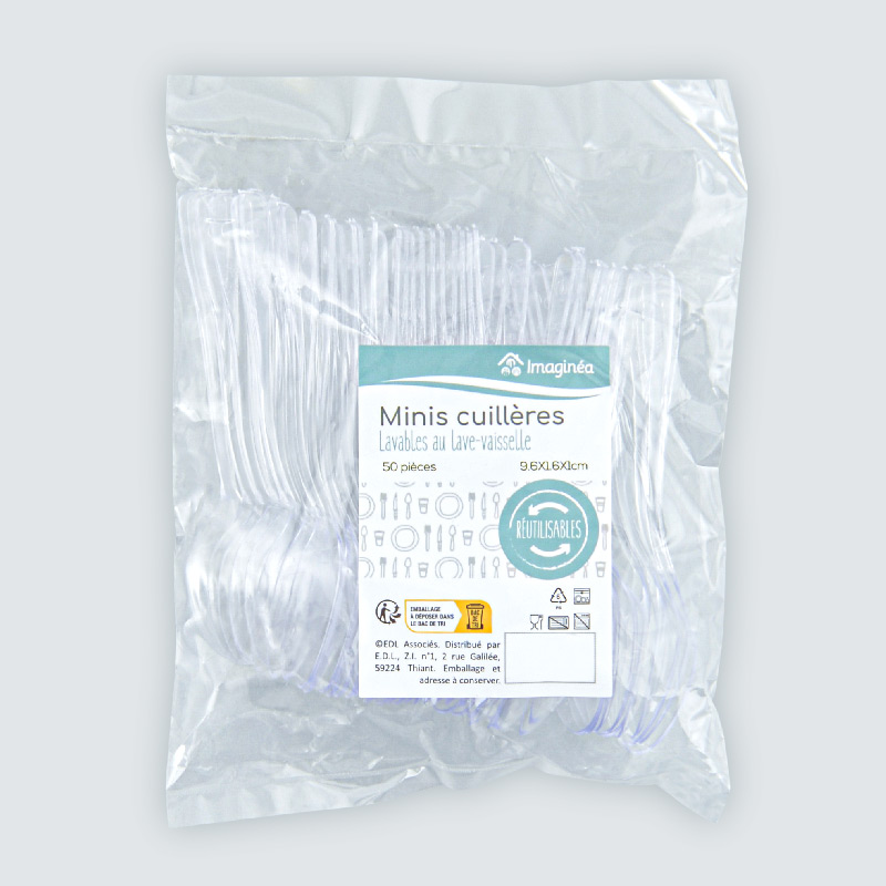 Lot de 50 mini cuillères transparentes
