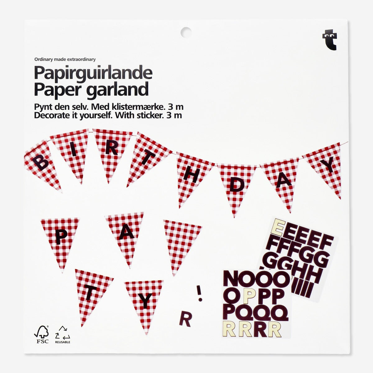 Papirguirlande. 300 cm