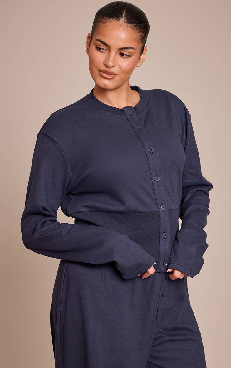 Bleu Marine Ensemble Haut Ultra Doux Plus Basic Co-ord