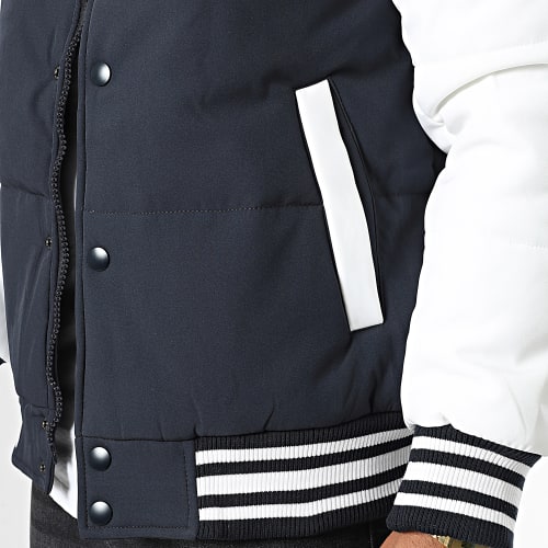 Veste Teddy Bleu Marine Blanc