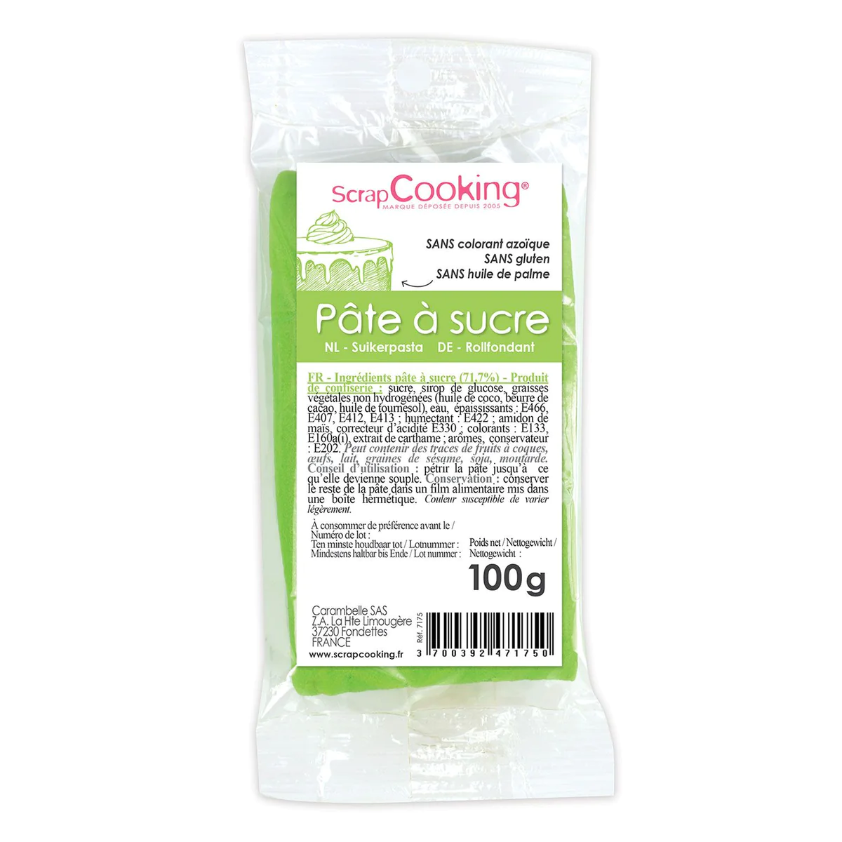 Pâte à sucre vert prairie 100 g Scrapcooking