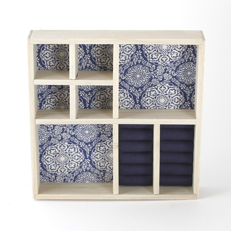 Plateau porte bijoux 8 compartiments en bois et tissu Bleu