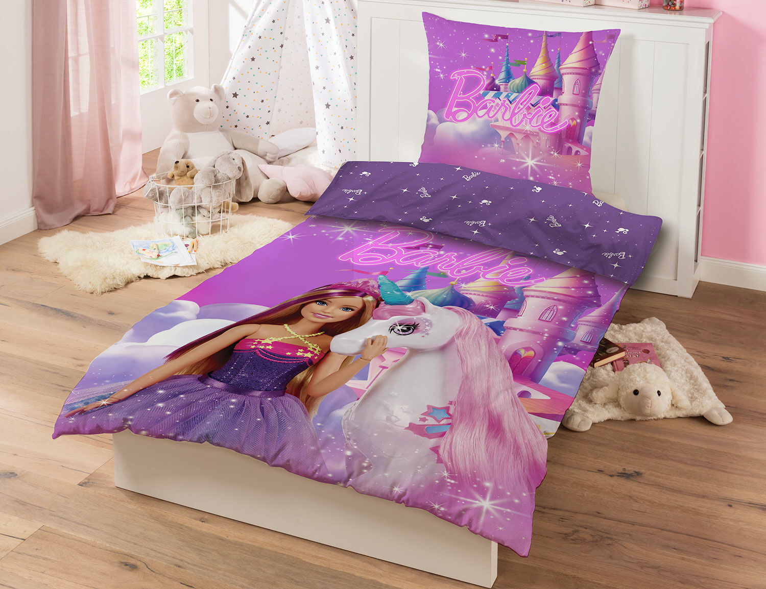 Bettwäsche mit Barbie und Einhorn