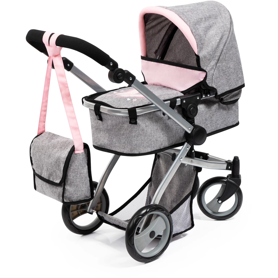 bayer Design Kombi-Puppenwagen Mega Set GrauRosa
