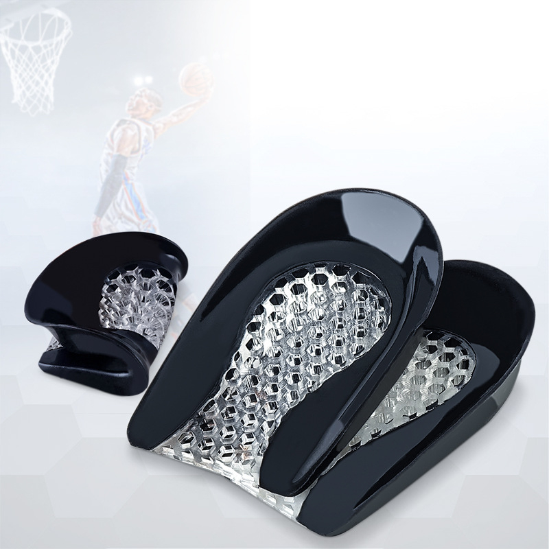 (1 Paar) 8mm Ultraweiche Silikon Gelpad Fersenlift Einlage Anti-Rutsch / Massage Einlagen - Schwarz / Transparent
