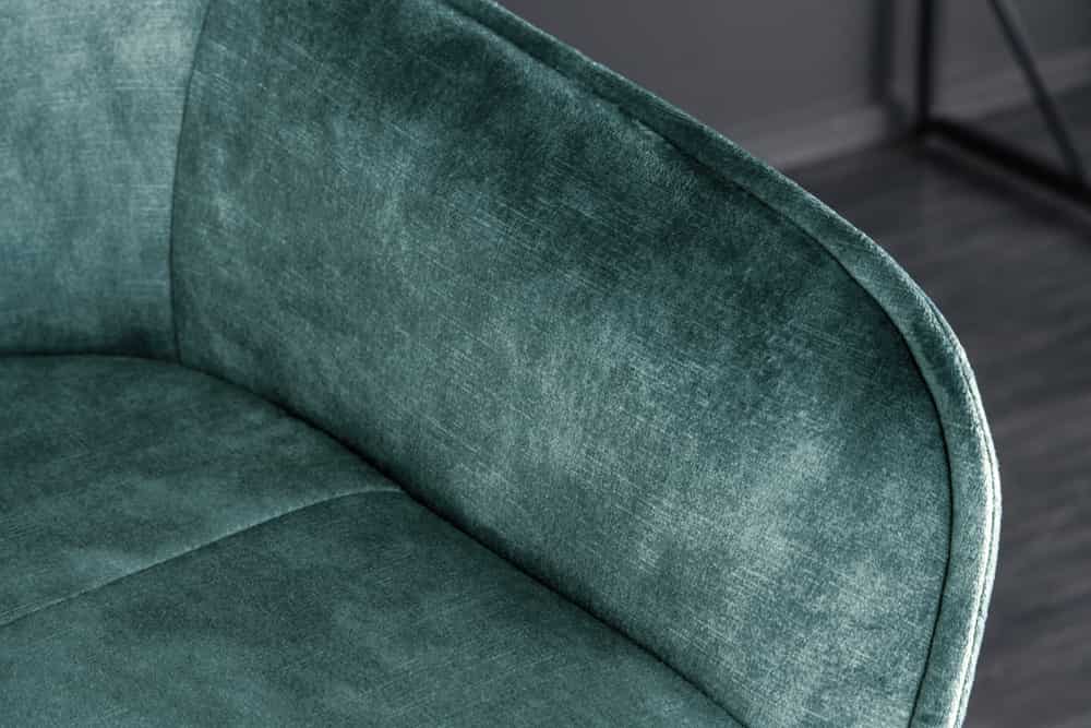 Design Barhocker EUPHORIA petrol Samt schwarze Metallbeine Barstuhl mit Lehne