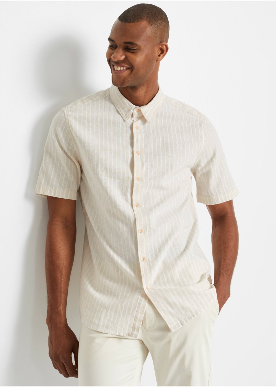 Chemise manches courtes en mélange lin