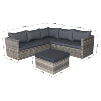 Wakefield loungeset Novara antraciet textiel