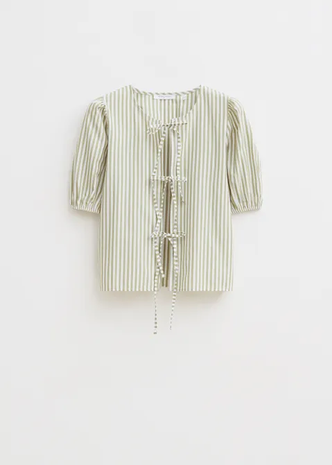 Blouse met strik details groen (GRN.K)
