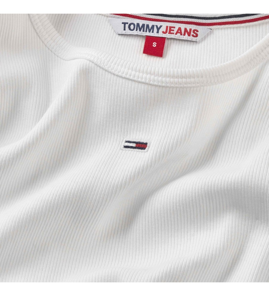 Camiseta canelada essencial Tommy Jeans, branca