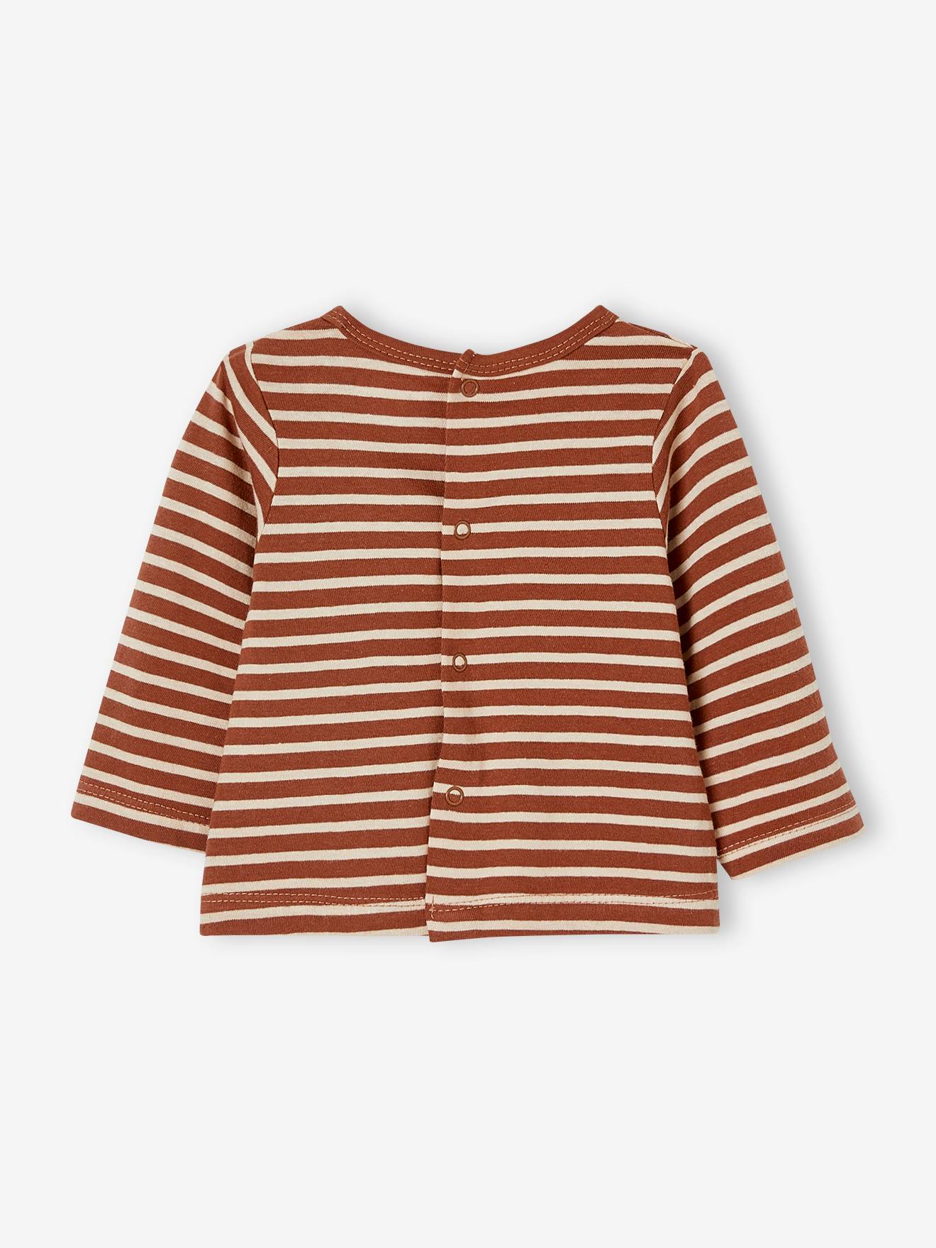 Conjunto de 2 camisetas de manga comprida para bebê, marrom médio, bicolor/multicoloridas