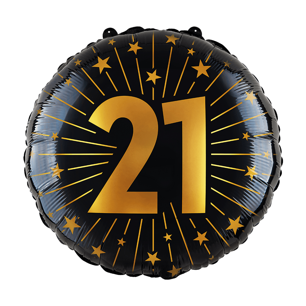 21 Jaar Helium Ballon Zwart Goud Leeg 45cm
