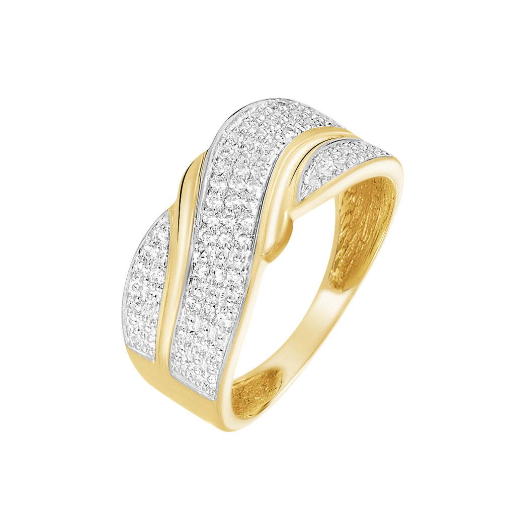 Bague Bandeau Or Jaune Oxyde De Zirconium