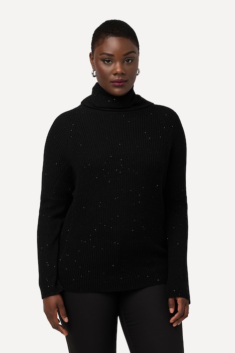 Pullover, Pailletten, Rollkragen, Fledermausarm