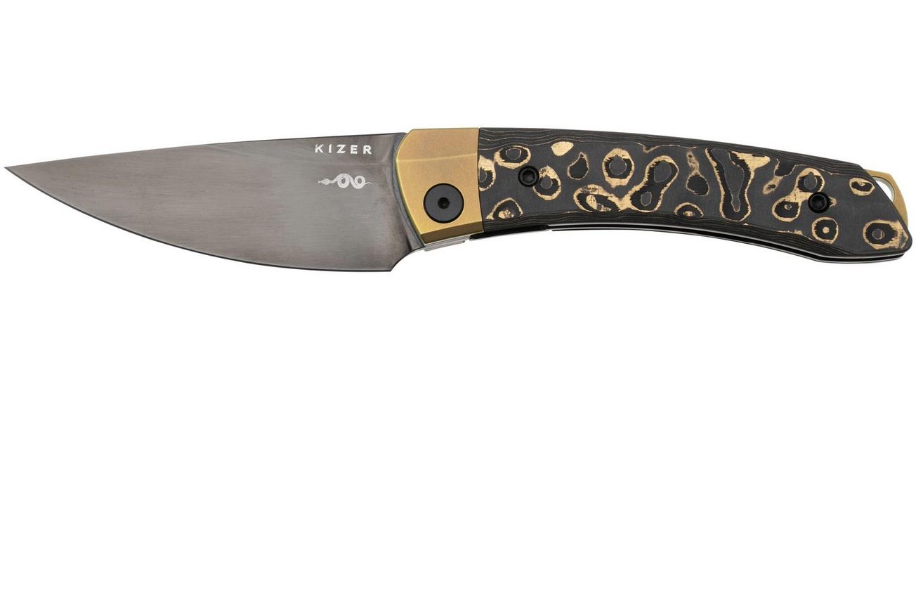 Kizer Mini Momo KI3663A3 Black CPM S90V, Titanium Fat Carbon Camo Gold, zakmes, Vladimir Legachev design