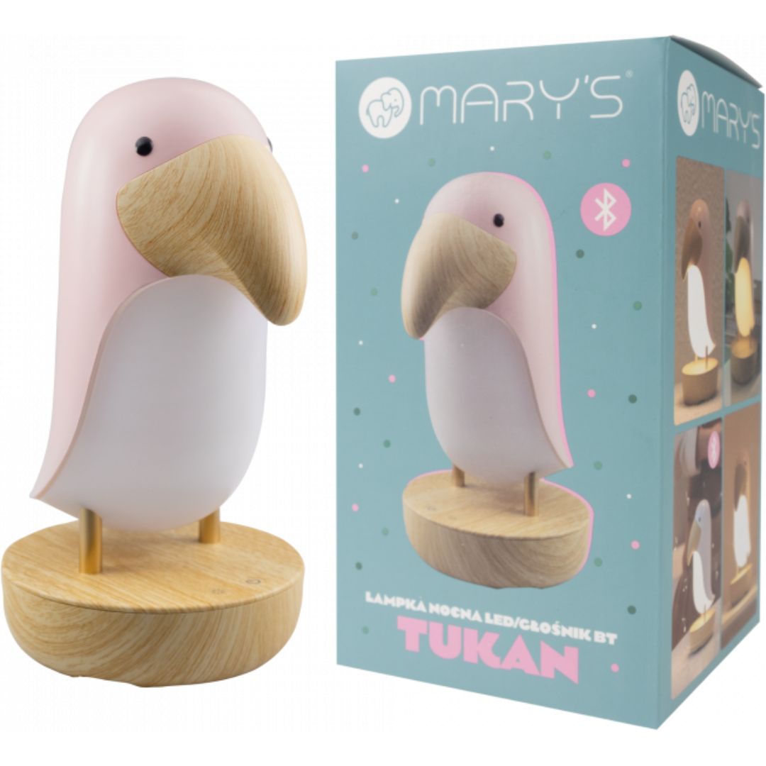 Mary's nachtlampje met bluetooth speaker toucan - roze