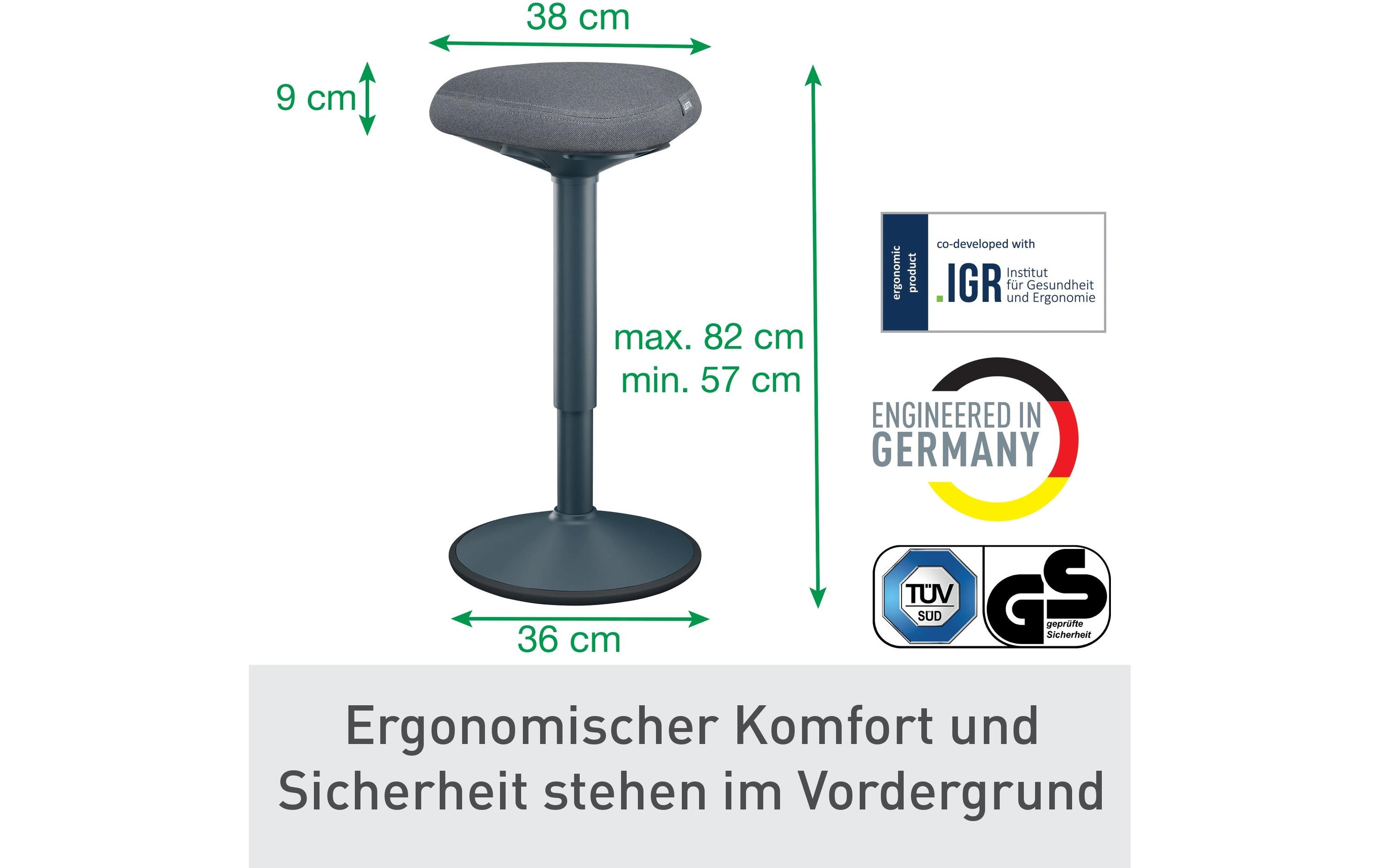 Ergo Active Stehhocker Dunkelgrau<br>Ergonomischer Hocker