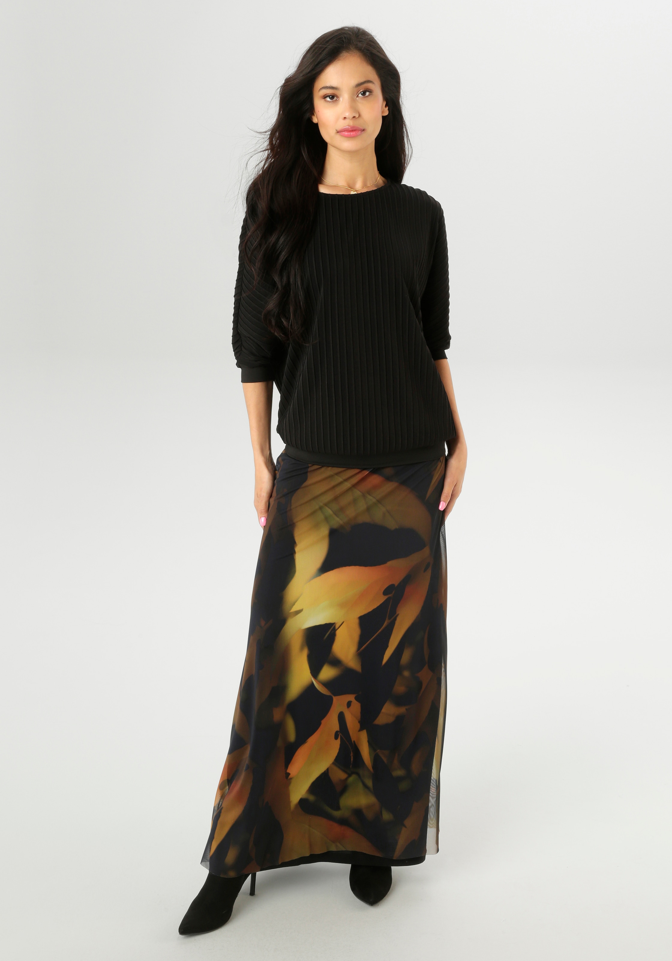 Aniston SELECTED Maxirock , mit farbharmonischen Batikdruckdessin - NEUE KOLLEKTION
