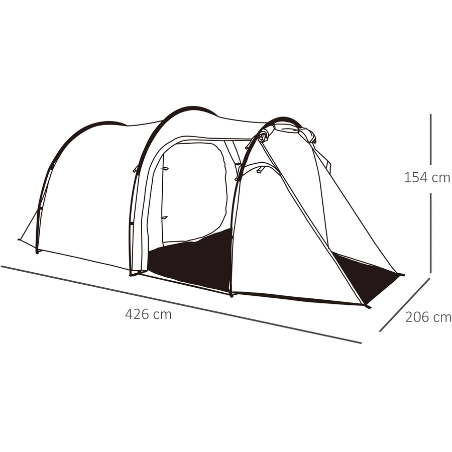 Outsunny Campingzelt für 3-4 Personen dunkelgrün, schwarz