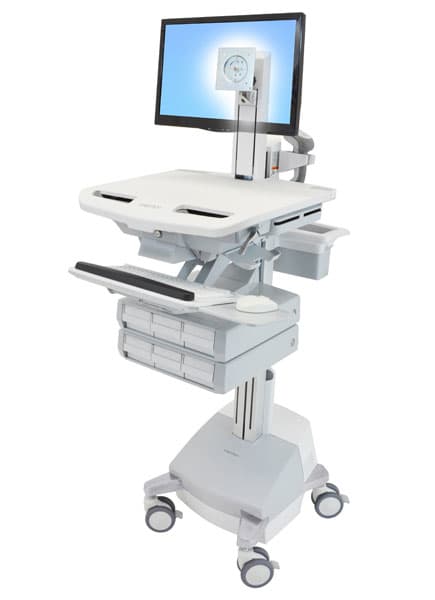 Ergotron StyleView - Vogn - for LCD-skjerm / PC-utstyr - medisinsk - aluminium, forsinket stål, kvalitetsplast - grå, hvit, polert aluminium - skjerm