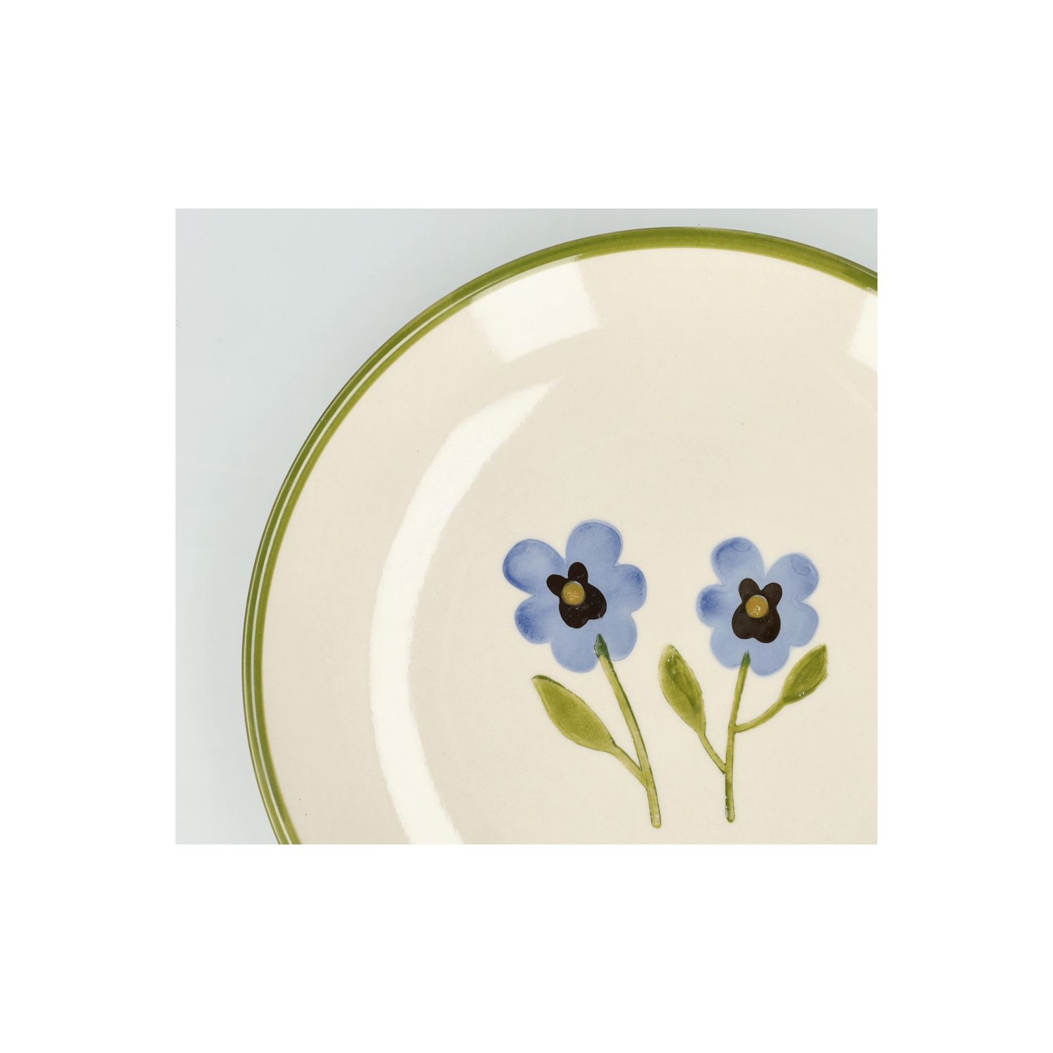 Ontbijtbord, steengoed, viooltjes, Ø21 x H 2,5 cm