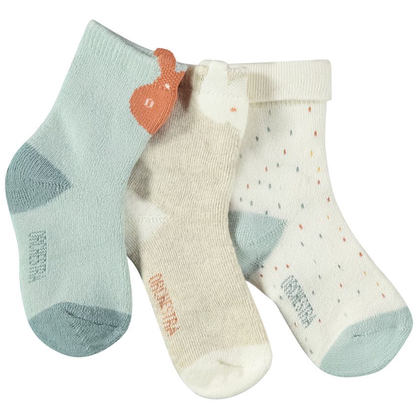 Lot de 3 paires de chaussettes fantaisie pour bébé - Beige
