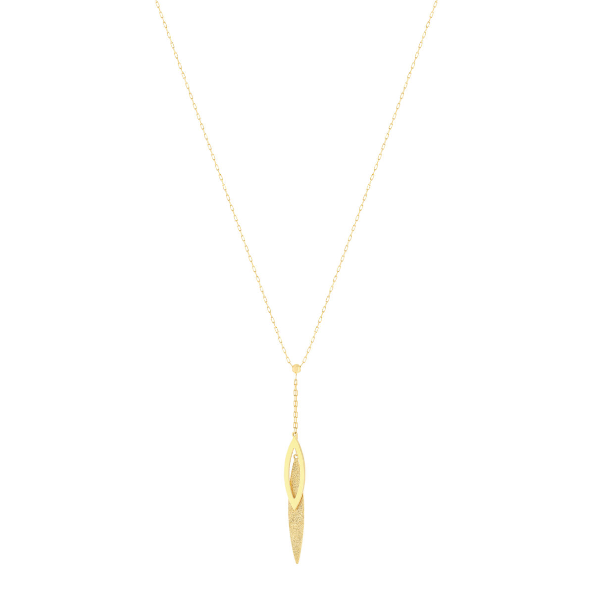 Collier or jaune 750 motif feuille 42 cm
