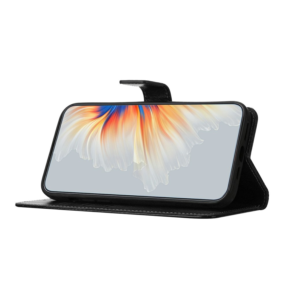 iPhone 17 Pro Leder Tasche Wallet - Mandala Flowers Imprint - Schwarz