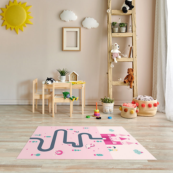 Tapis vinyle motif château de princesse L.95 x l.66 cm x ep. 2 mm