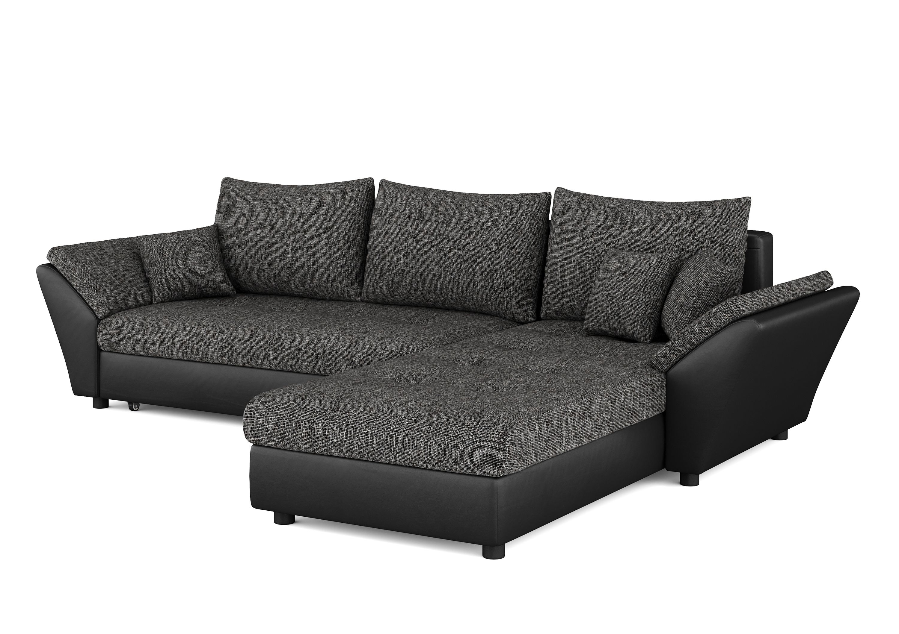 Ecksofa mit Schlaffunktion CAESAR links/rechts schwarz