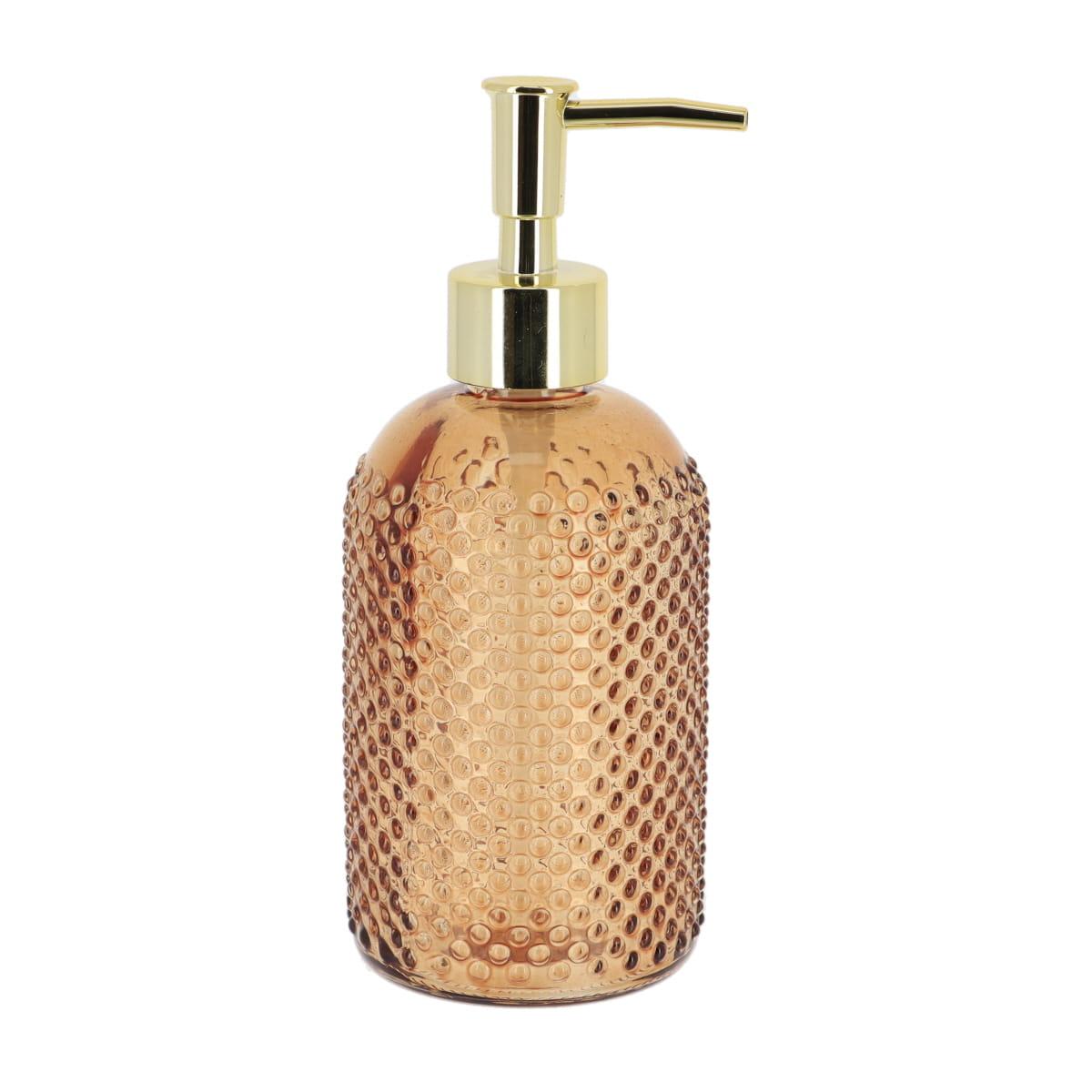 DISTRIBUTEUR A SAVON ROND VERRE MOTIFS POINTS 410ML FUMEE
