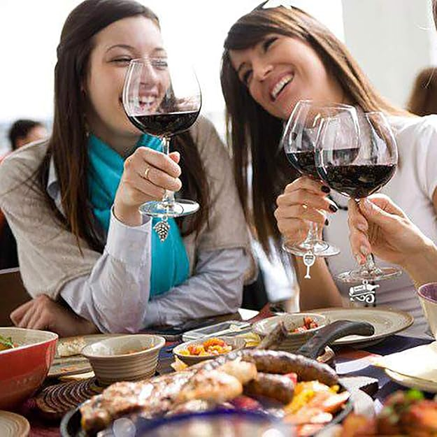 (10er Set) Glas Markierer Wiederverwendbare Trinkglas Wein Charms Markierungs Anhänger - Silber