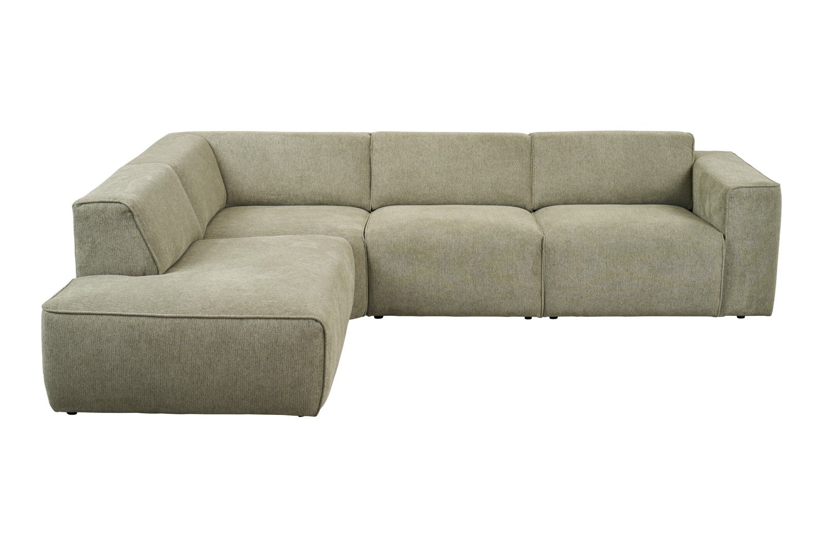 Enjoy hjørnesofa 2,5-seter åpen ende venstre i tekstil Mito 55 Pale Green med sorte ben