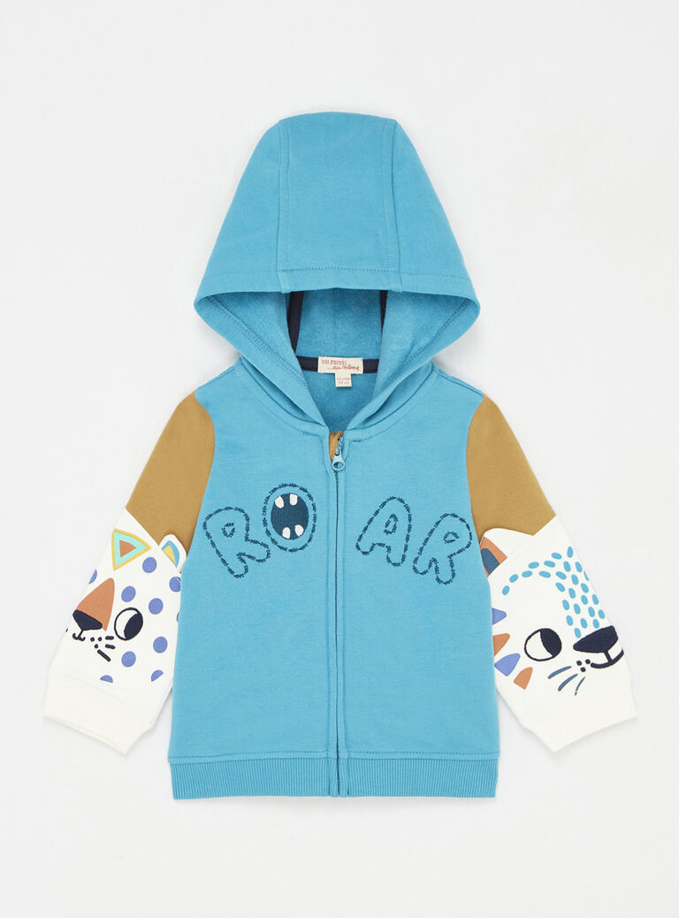 Gilet bicolore turquoise animé pour bébé garçon
