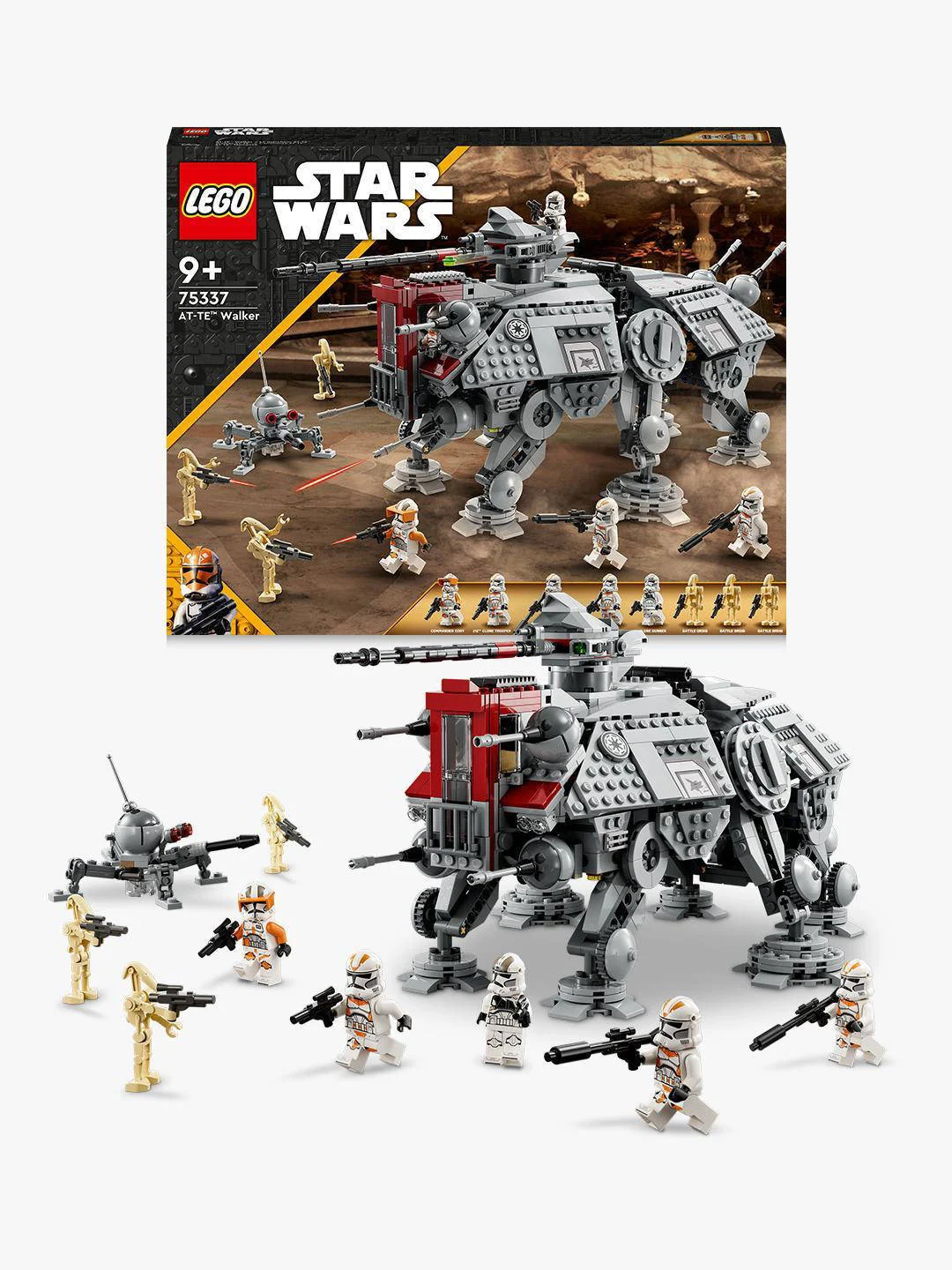 LEGO AT-TE Walker Verstelbaar Model met Clone Troopers en Droid Figuren 75337