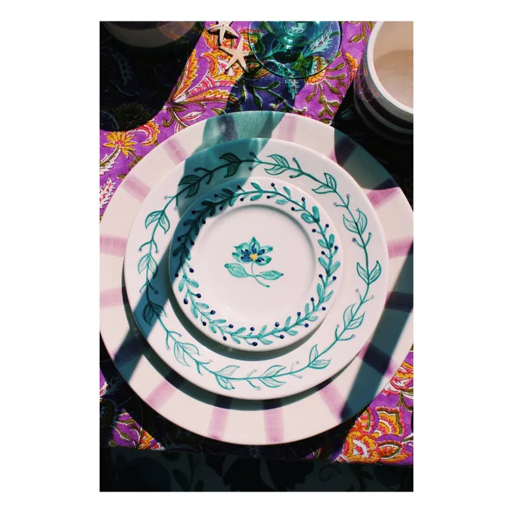 Anna + Nina Assiette Hibiscus - 22 cm | Vert