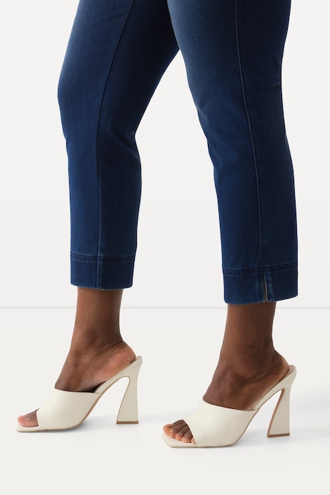 Jersey-Capri Sienna, schmales Bein, Saumschlitze