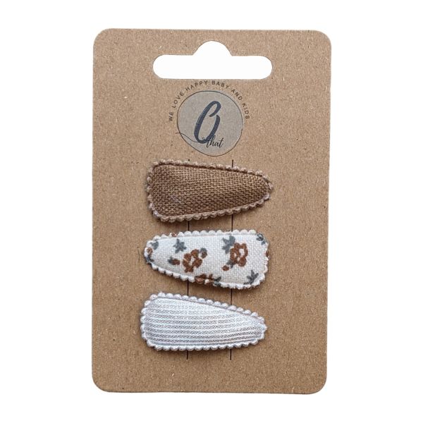 Ootje kadootje Spring Haarclip - Bruin / Print / Goud - 3 Stuks
