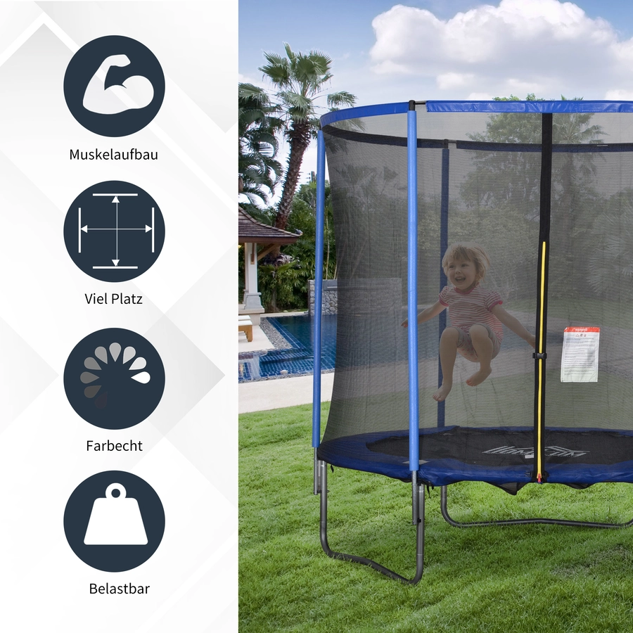 HOMCOM Trampolin mit Sicherheitsnetz blau, schwarz